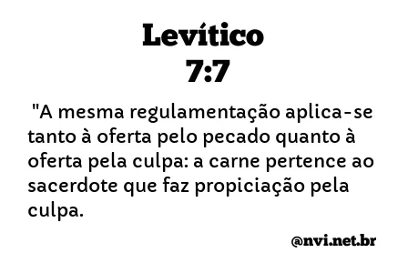 LEVÍTICO 7:7 NVI NOVA VERSÃO INTERNACIONAL