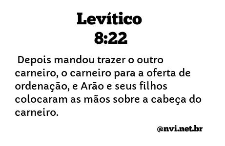 LEVÍTICO 8:22 NVI NOVA VERSÃO INTERNACIONAL