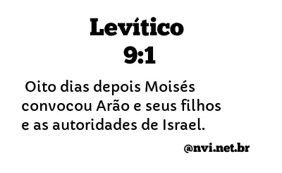 LEVÍTICO 9:1 NVI NOVA VERSÃO INTERNACIONAL