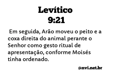 LEVÍTICO 9:21 NVI NOVA VERSÃO INTERNACIONAL