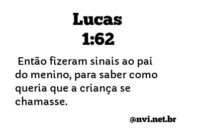 LUCAS 1:62 NVI NOVA VERSÃO INTERNACIONAL