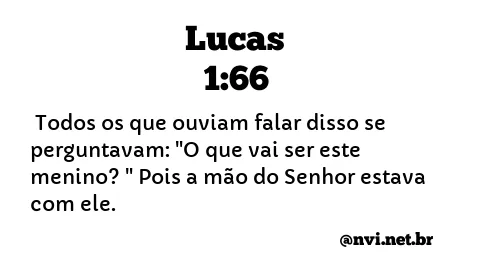 LUCAS 1:66 NVI NOVA VERSÃO INTERNACIONAL