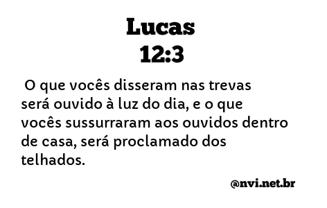 LUCAS 12:3 NVI NOVA VERSÃO INTERNACIONAL