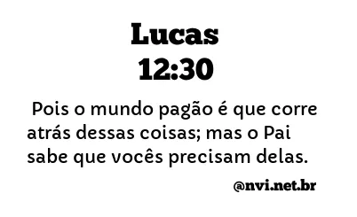 LUCAS 12:30 NVI NOVA VERSÃO INTERNACIONAL