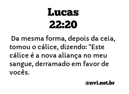 LUCAS 22:20 NVI NOVA VERSÃO INTERNACIONAL