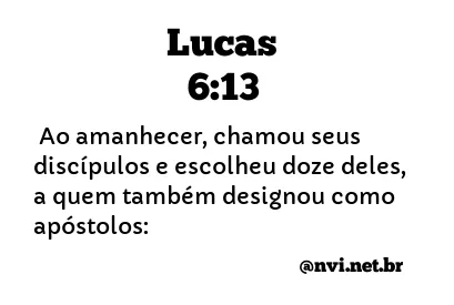 LUCAS 6:13 NVI NOVA VERSÃO INTERNACIONAL