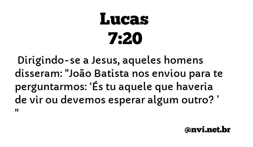 LUCAS 7:20 NVI NOVA VERSÃO INTERNACIONAL
