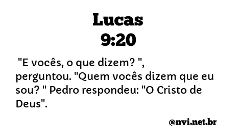 LUCAS 9:20 NVI NOVA VERSÃO INTERNACIONAL