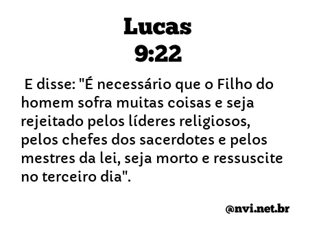 LUCAS 9:22 NVI NOVA VERSÃO INTERNACIONAL