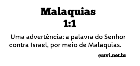 MALAQUIAS 1:1 NVI NOVA VERSÃO INTERNACIONAL
