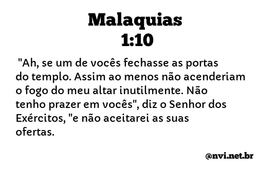 MALAQUIAS 1:10 NVI NOVA VERSÃO INTERNACIONAL