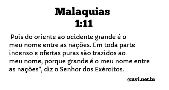 MALAQUIAS 1:11 NVI NOVA VERSÃO INTERNACIONAL