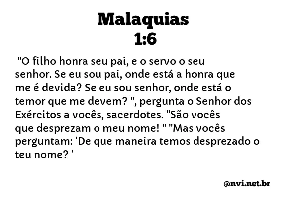 MALAQUIAS 1:6 NVI NOVA VERSÃO INTERNACIONAL