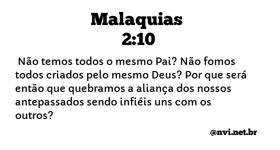 MALAQUIAS 2:10 NVI NOVA VERSÃO INTERNACIONAL