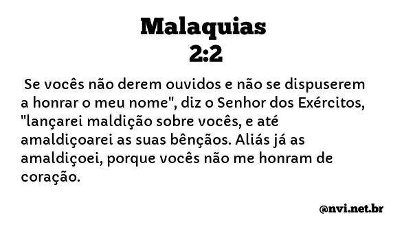 MALAQUIAS 2:2 NVI NOVA VERSÃO INTERNACIONAL
