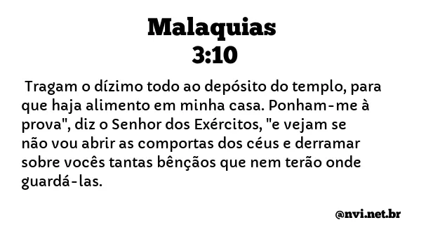 MALAQUIAS 3:10 NVI NOVA VERSÃO INTERNACIONAL
