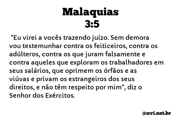 MALAQUIAS 3:5 NVI NOVA VERSÃO INTERNACIONAL