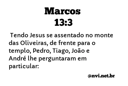 MARCOS 13:3 NVI NOVA VERSÃO INTERNACIONAL