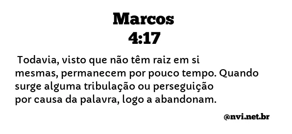 MARCOS 4:17 NVI NOVA VERSÃO INTERNACIONAL