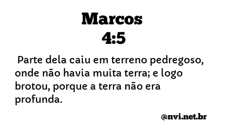 MARCOS 4:5 NVI NOVA VERSÃO INTERNACIONAL