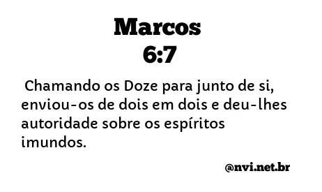 MARCOS 6:7 NVI NOVA VERSÃO INTERNACIONAL