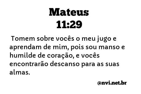 MATEUS 11:29 NVI NOVA VERSÃO INTERNACIONAL