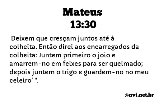 MATEUS 13:30 NVI NOVA VERSÃO INTERNACIONAL