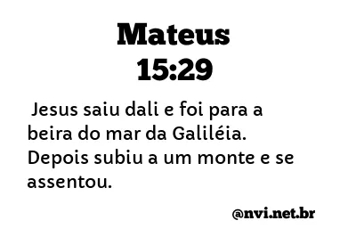 MATEUS 15:29 NVI NOVA VERSÃO INTERNACIONAL