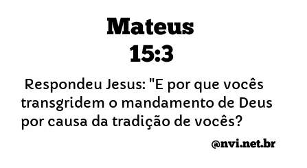 MATEUS 15:3 NVI NOVA VERSÃO INTERNACIONAL