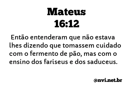 MATEUS 16:12 NVI NOVA VERSÃO INTERNACIONAL