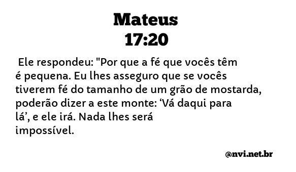 MATEUS 17:20 NVI NOVA VERSÃO INTERNACIONAL