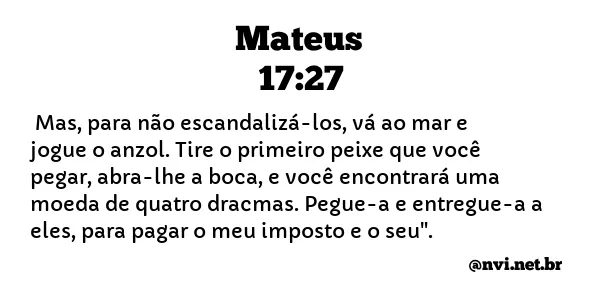 MATEUS 17:27 NVI NOVA VERSÃO INTERNACIONAL