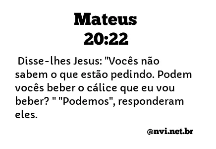 MATEUS 20:22 NVI NOVA VERSÃO INTERNACIONAL