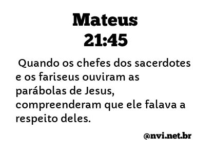 MATEUS 21:45 NVI NOVA VERSÃO INTERNACIONAL