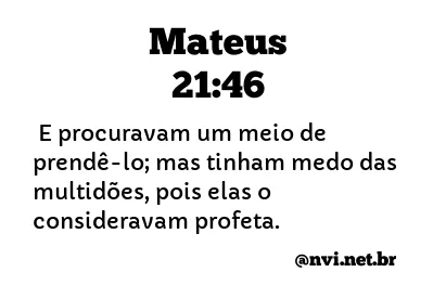 MATEUS 21:46 NVI NOVA VERSÃO INTERNACIONAL