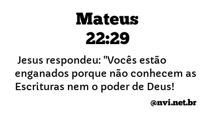 MATEUS 22:29 NVI NOVA VERSÃO INTERNACIONAL