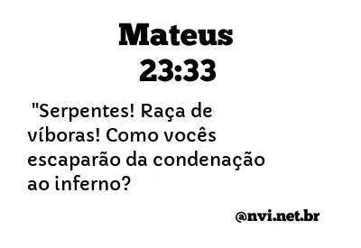 MATEUS 23:33 NVI NOVA VERSÃO INTERNACIONAL