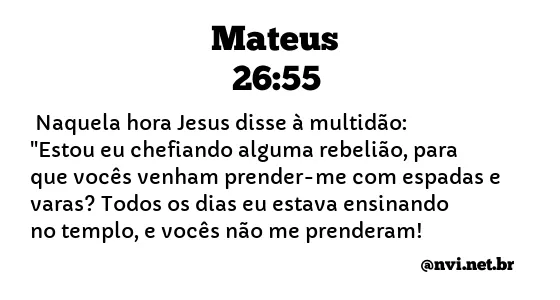 MATEUS 26:55 NVI NOVA VERSÃO INTERNACIONAL