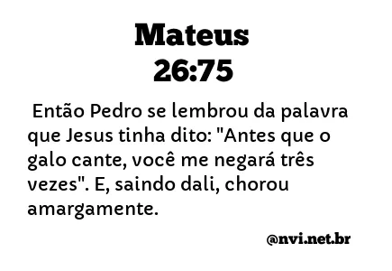 MATEUS 26:75 NVI NOVA VERSÃO INTERNACIONAL