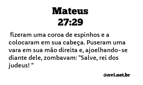 MATEUS 27:29 NVI NOVA VERSÃO INTERNACIONAL