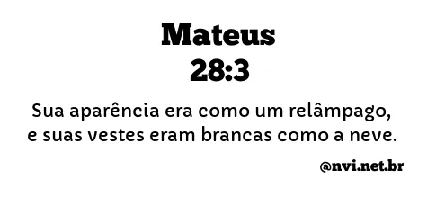 MATEUS 28:3 NVI NOVA VERSÃO INTERNACIONAL