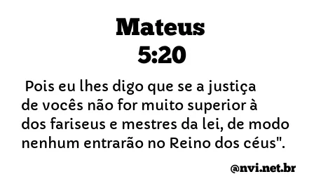 MATEUS 5:20 NVI NOVA VERSÃO INTERNACIONAL