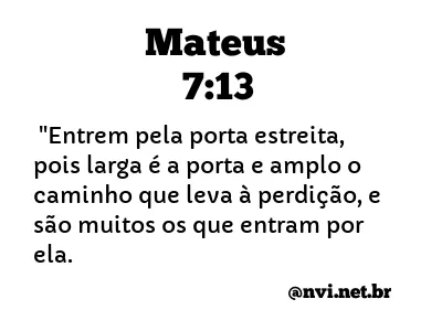 MATEUS 7:13 NVI NOVA VERSÃO INTERNACIONAL