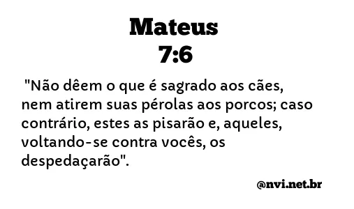 MATEUS 7:6 NVI NOVA VERSÃO INTERNACIONAL