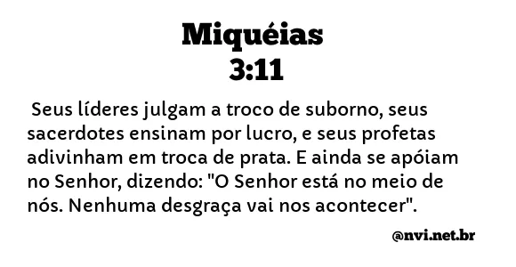 MIQUÉIAS 3:11 NVI NOVA VERSÃO INTERNACIONAL