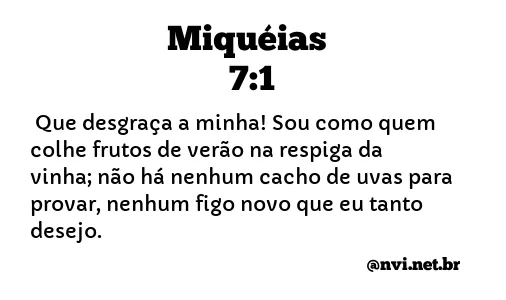 MIQUÉIAS 7:1 NVI NOVA VERSÃO INTERNACIONAL