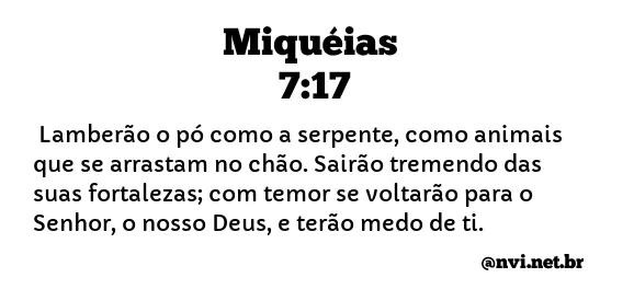 MIQUÉIAS 7:17 NVI NOVA VERSÃO INTERNACIONAL