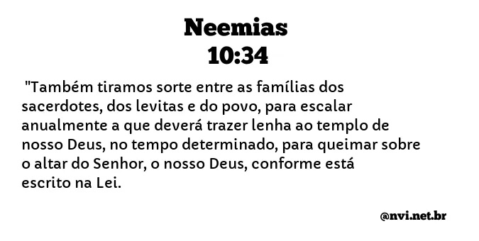 NEEMIAS 10:34 NVI NOVA VERSÃO INTERNACIONAL