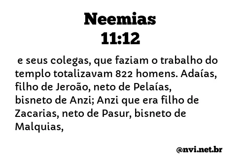 NEEMIAS 11:12 NVI NOVA VERSÃO INTERNACIONAL