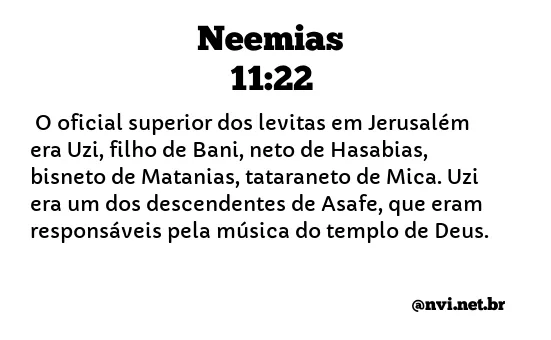 NEEMIAS 11:22 NVI NOVA VERSÃO INTERNACIONAL